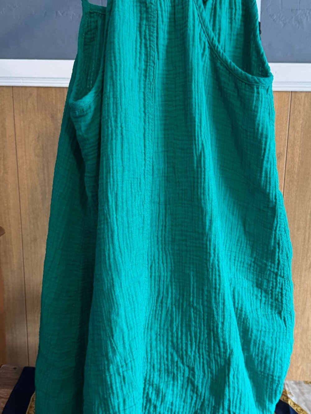 Stars Above Teal Crinkle Gauze Strappy Mini Dress/Swim Cover-Up. Size Medium - Picture 6 of 6